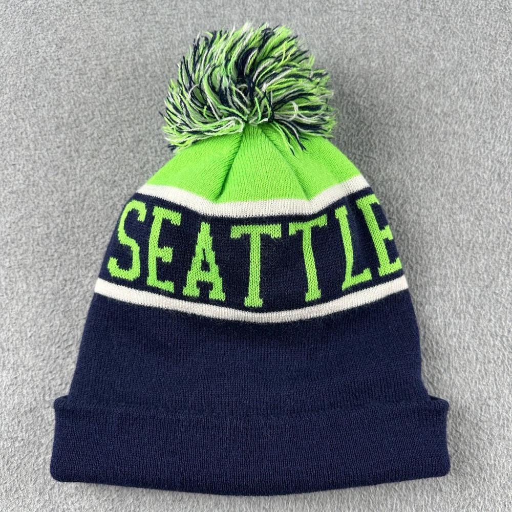 Seattle Beanie Unisex OS Blue NFL Football Pom Knit Hat